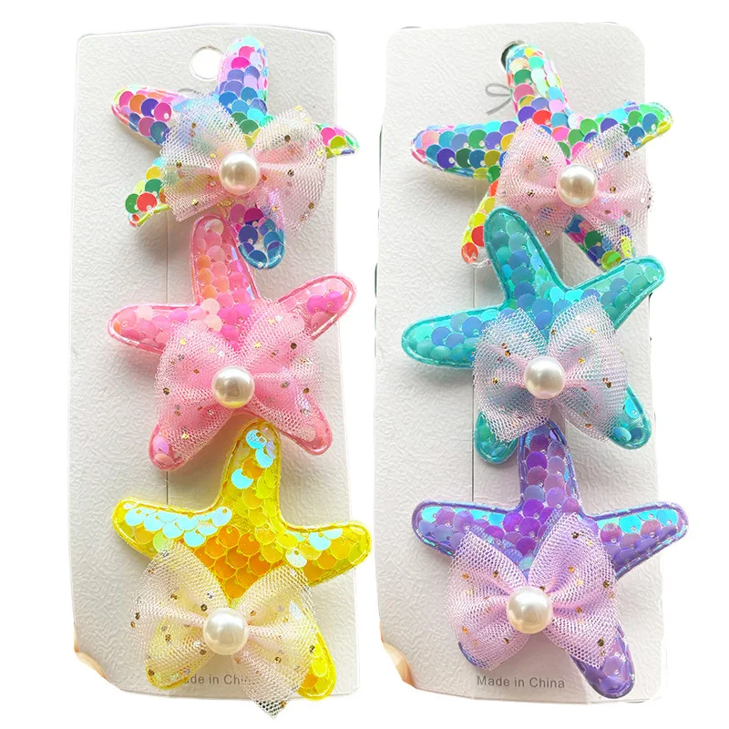 2PCS New Cartoon Lovely Glitter Stars Girls Hairpins Children Headwear Hairgrip Hair Clips Hair Accessories