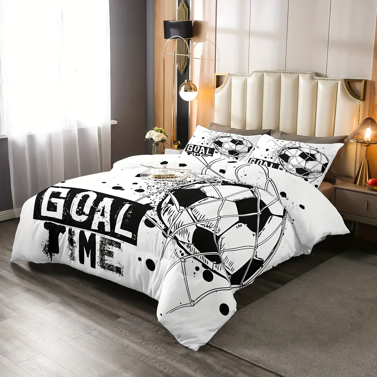 3pcs Football Duvet Cover Set, Queen Size American Soccer Bedding Set, Sports Games Duvet Cover, Bedroom Decor