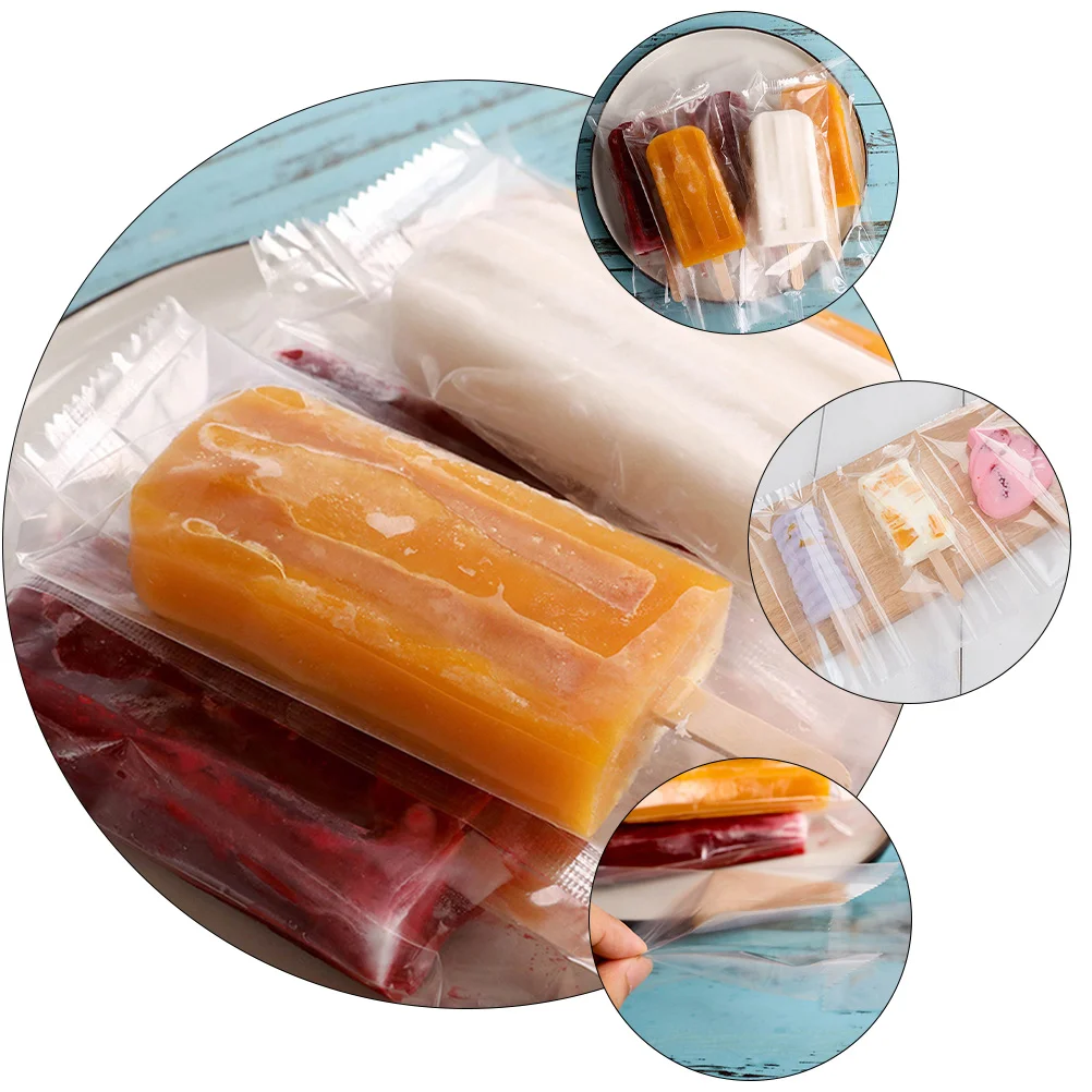 200 Pcs Popsicle Bag Packaging Bags Crushed Ice Cream Clear Packing Lolly Sealing