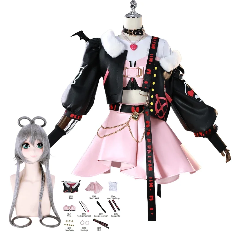 

Luo Tianyi Cosplay Costume Vsinger Underground Rock Punk Women's Costume Anime Virtual idol Role-playing Wig Shoe Prop Suits