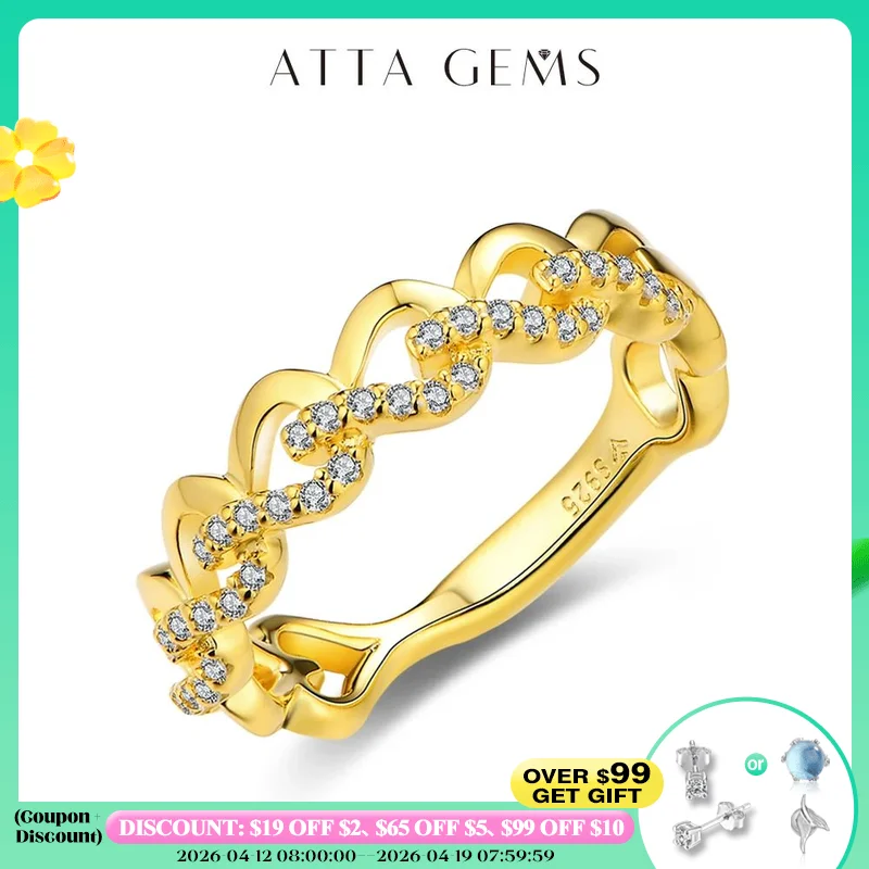 

Attagems D VVS1 Moissanite Rings S925 Sterling Silver Yellow Gold Plated Christmas for Women Men Sparkling Wedding Fine Jewelry