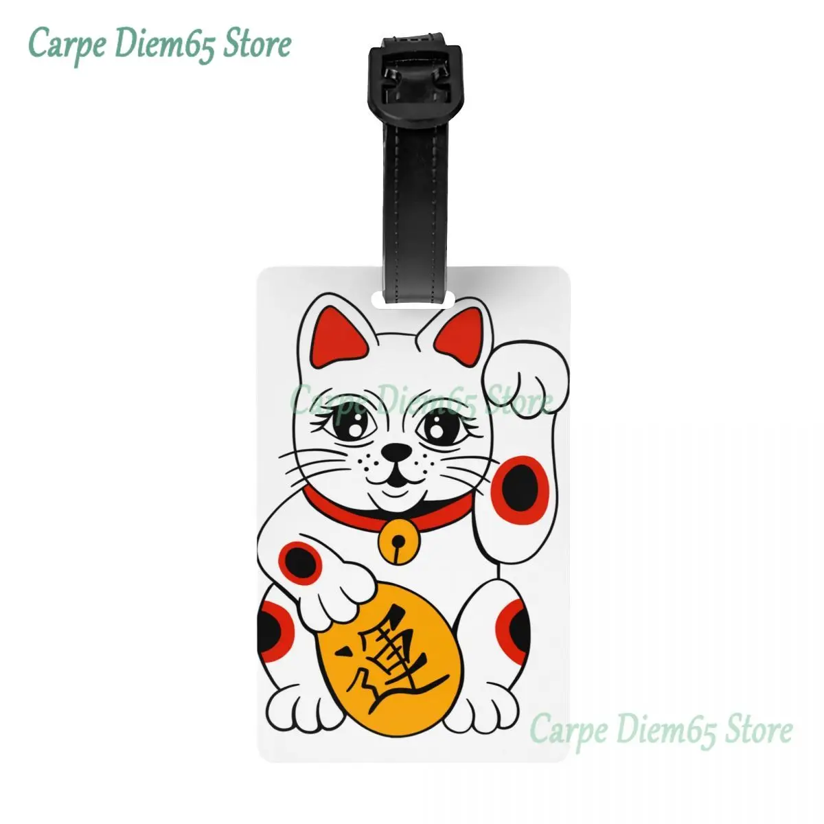 

Custom Japanese Maneki Neko Waving Lucky Cat Luggage Tag Privacy Protection Baggage Tags Travel Bag Labels Suitcase