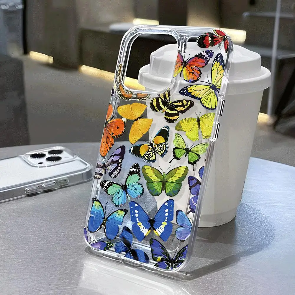 

Butterfly pattern transparent phone case,suitable for iPhone 16, 16Pro, 16Pro Max, 16Plus to 11, 12, 13, 14, 15 series
