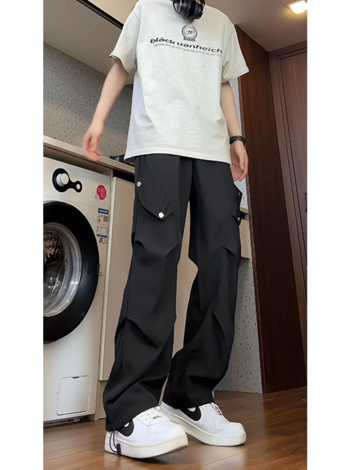 

American Sle Folded Paratrooper Pants Men Summer Thin Faion Brand Haome Workwear Straight Casual Outdoor proof Tr...