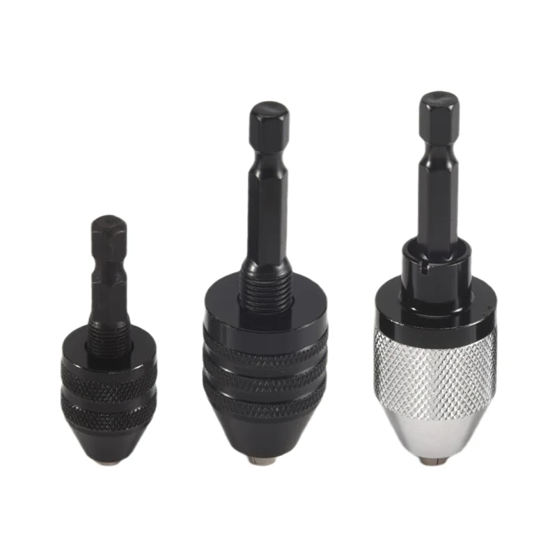 

-A93T 3PCS 1/4 Inch Hex Shank Keyless Drill Chuck Quick Change Adapter Converter Impact Drills Bits, Electric Tool Accessories