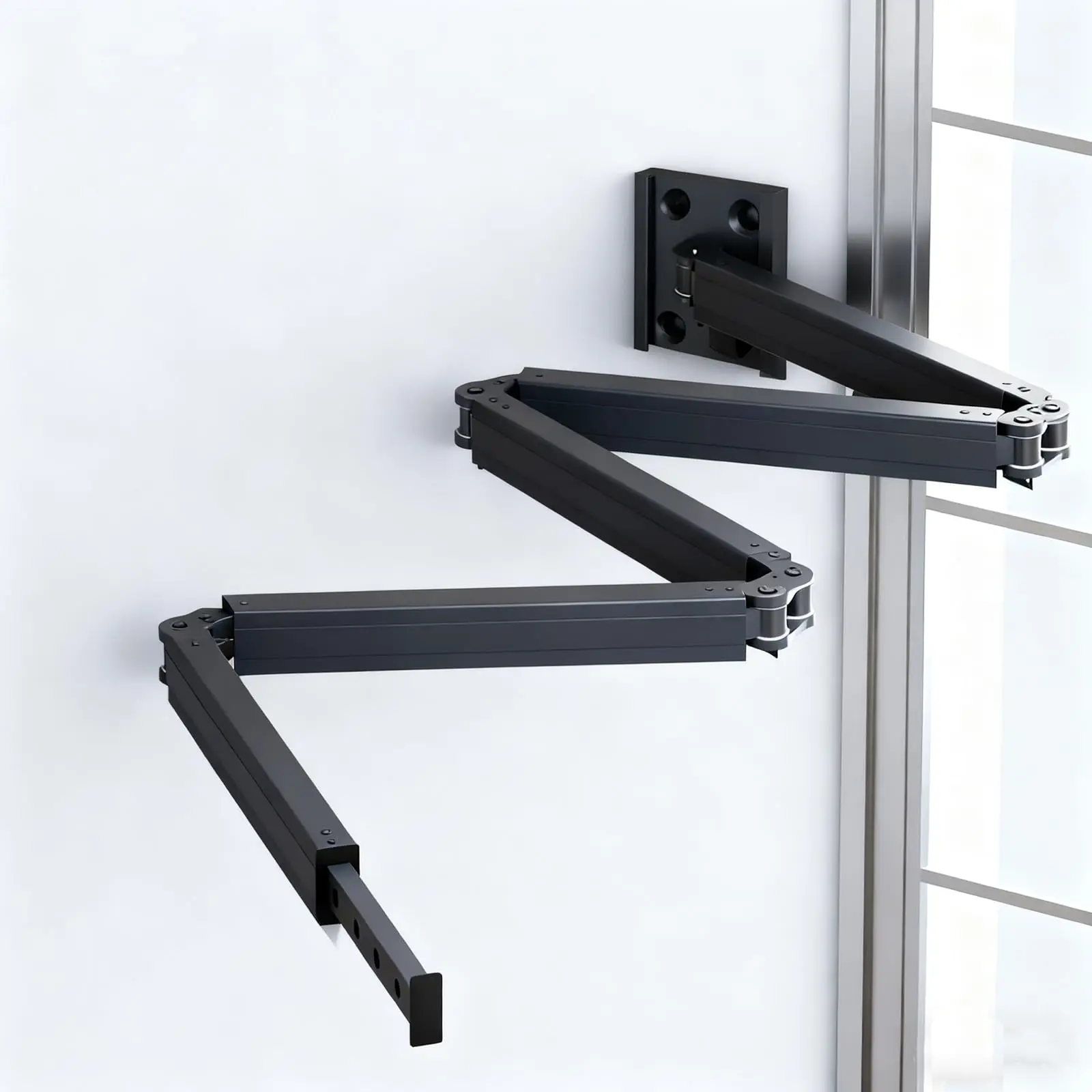 Adjustable Wall-Mounted Foldable Shower Curtain Rail - Retractable Space Saving Design for Bathtubs Shower Cubicles