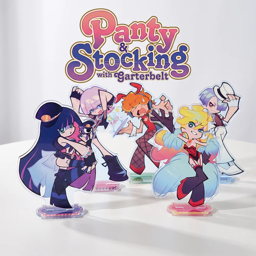 Panty & Stocking with Garterbelt Stocking Panty Kneesocks 10CM Cute Anime Acrylic Stand Keychain Cosplay Desk Decor Collect Gift