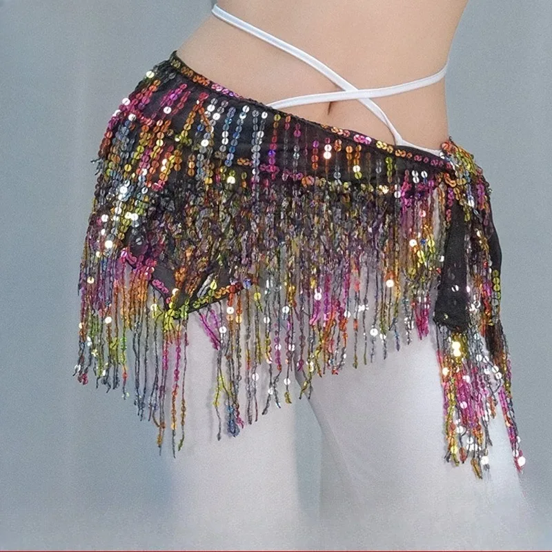 الرقص الشرقي الترتر هامش الخصر سلسلة الهندي بوهو التعادل وشاح الورك بريق تنورة تمتد النسيج الأداء #6