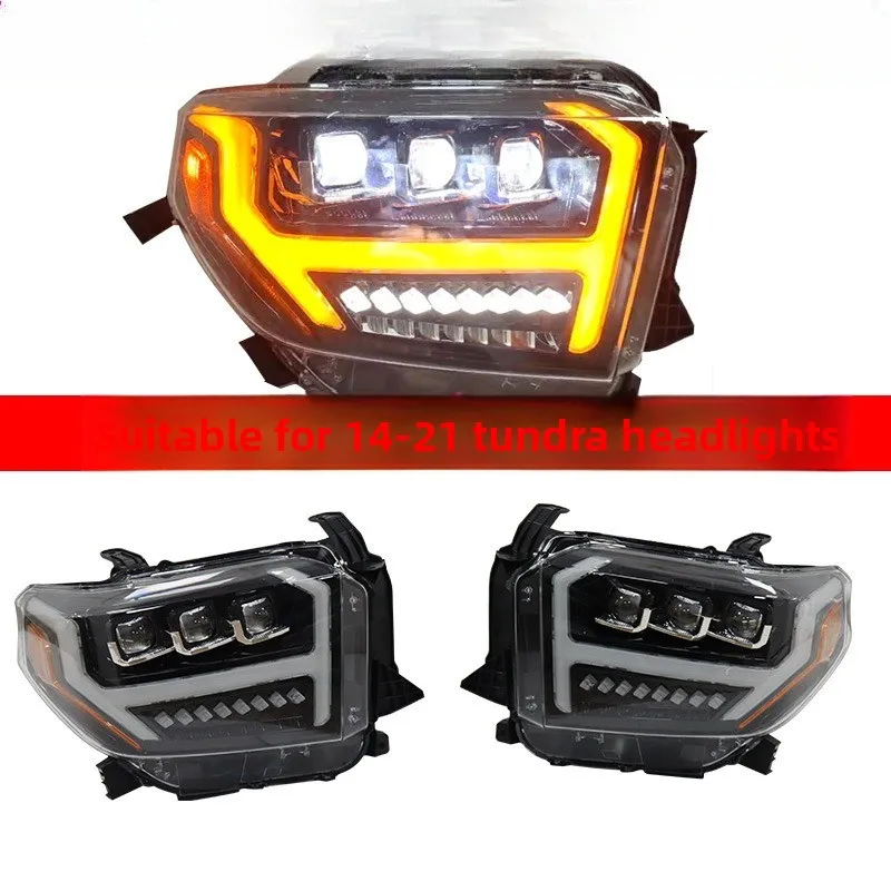 

Для Toyota Tundra: Светодиодная линзованная фара (14-17) с дневными ходовыми огнями и динамическим указателем поворота (эффект бегущей воды)