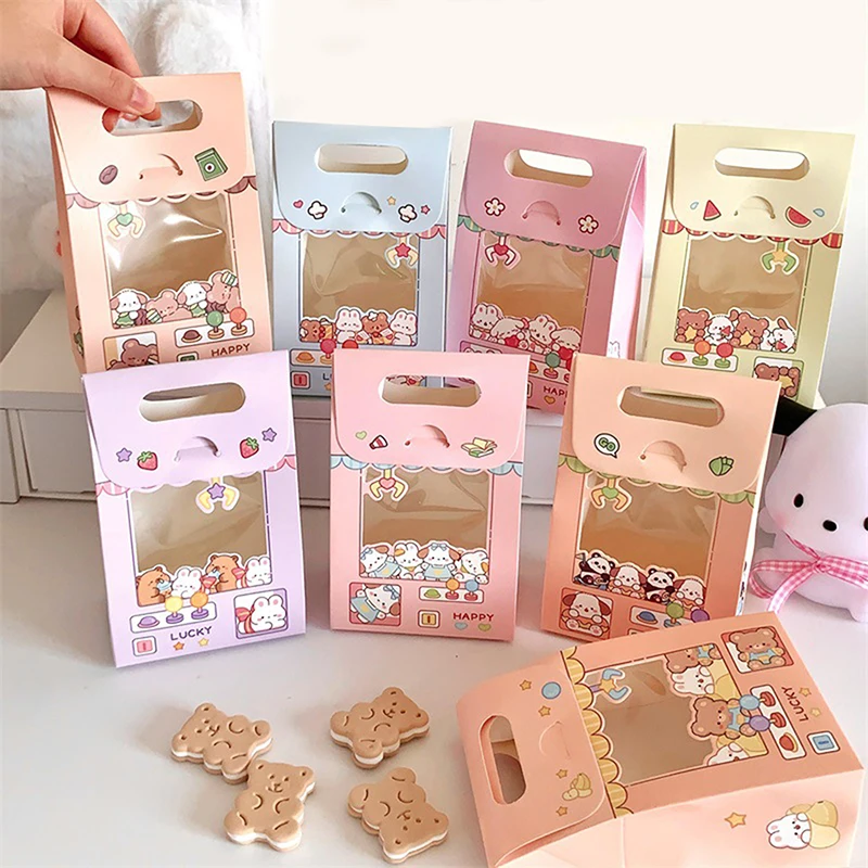 

Cartoon Transparent Window Candy Boxs For Birthday Party Candy Box Gifts Biscuit Packaging Box Children's Color Handheld Boxs