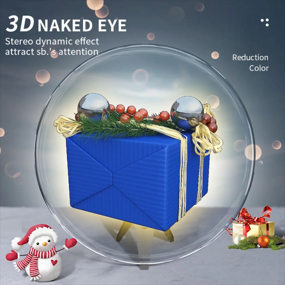 Naked-eye 3D holographic fan projector, aerial stereoscopic imaging, dazzling screen, display 3D photon advertising machine.