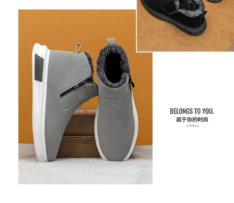 Модные мужские зимние ботинки 2024, зимние ботинки из натуральной кожи, нескользящая непромокаемая зимняя обувь, мужские ботинки, бионические ботинки