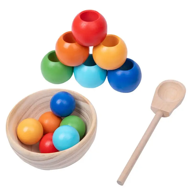 

Montessori Stacking Toys Wooden Color Sorting Toys Animal Rainbow Stacking Ring Early Education Teaching Wood Baby Toys Gifts