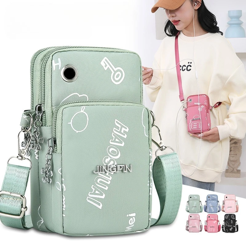 Women's Mini Crossbody Phone Bag – Lightweight Water-Resistant Nylon with Card Slots & Coin Pocket, Adjustable Strap