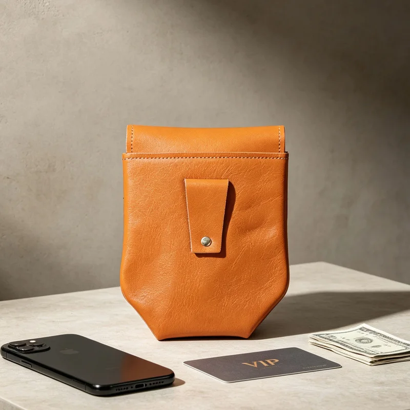 Vintage Waist Belt Bag For Men Big Mobile Phone Bag Genuine Leather Thick Shell Cell Phone With Protect Case Pocket Holder