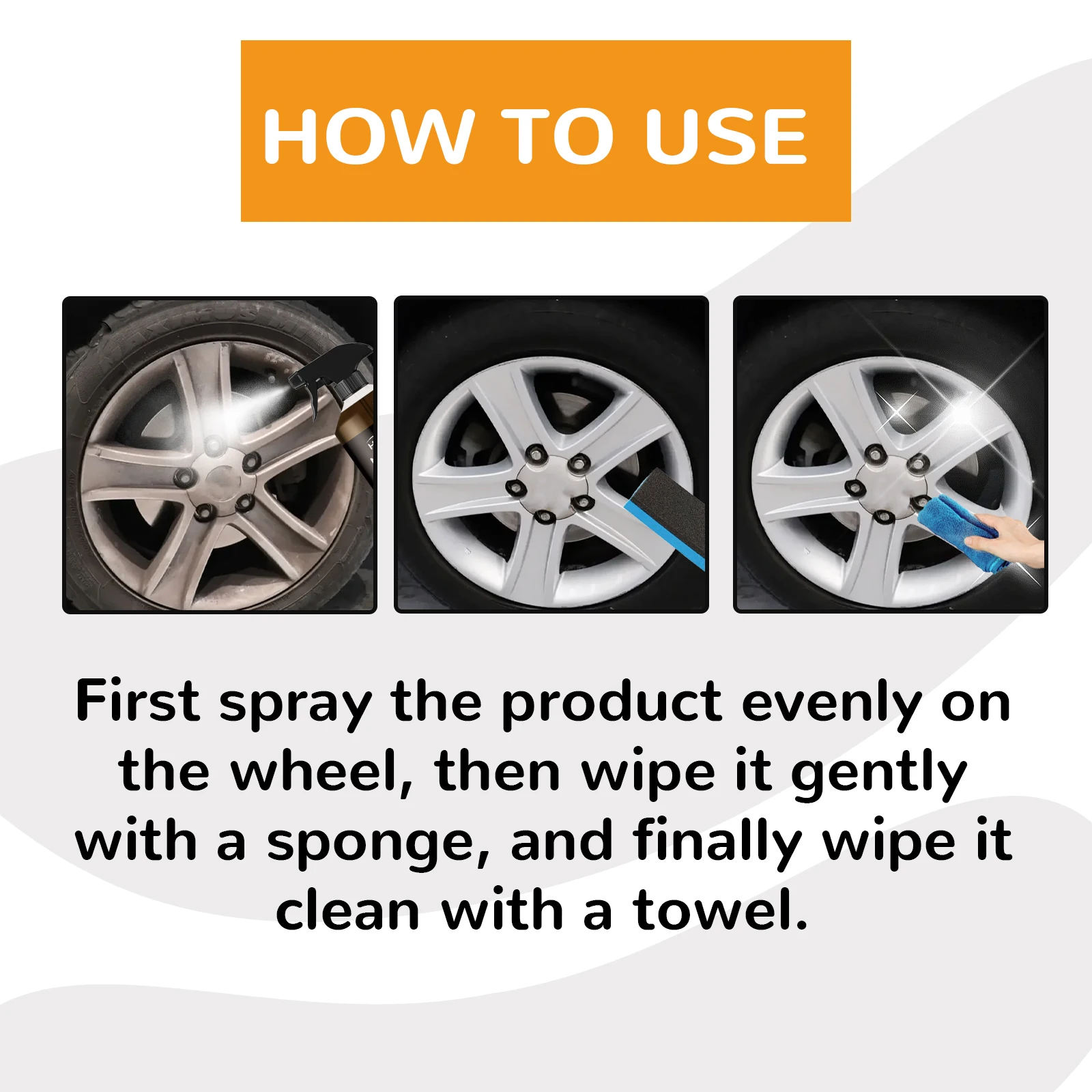 US EU Local Warehouse Wheel & Tire Cleaning Kit, Multi-Purpose Cleaner Removes Brake Dust & Rust, Polishes & Refreshes Wheels, All-In-One Set For Wheel Deep Washing, Renovation & Tire Daily Protection view 5