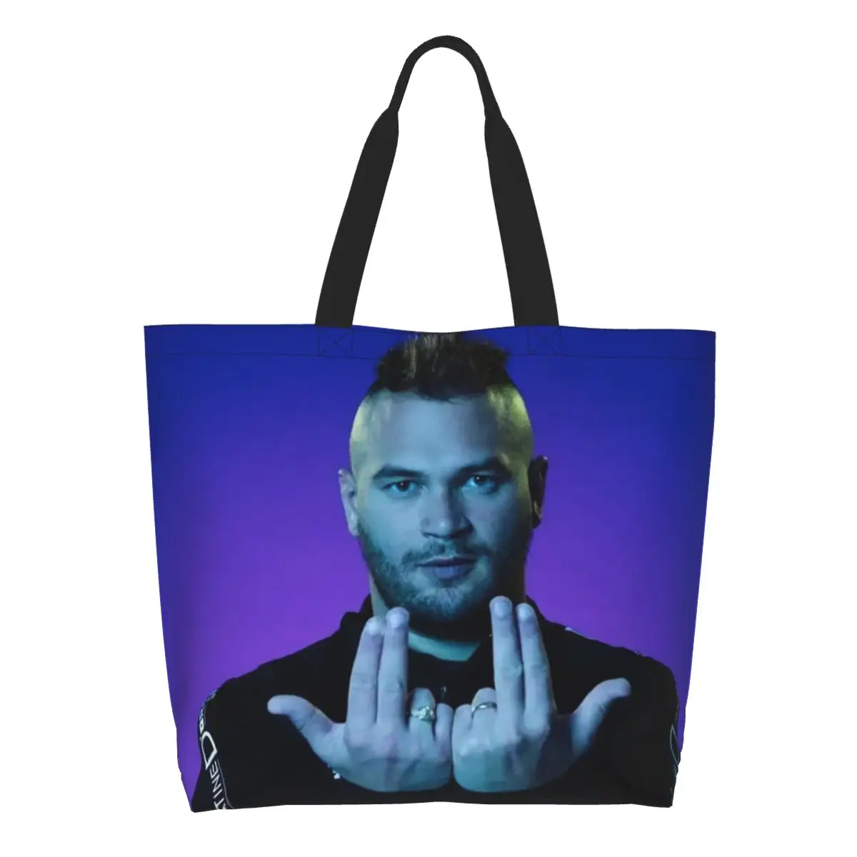 

Custom French Rapper Jul Groceries Tote Shopping Bag Women Custom Canvas Shopper Shoulder Bag Large Capacity Handbags
