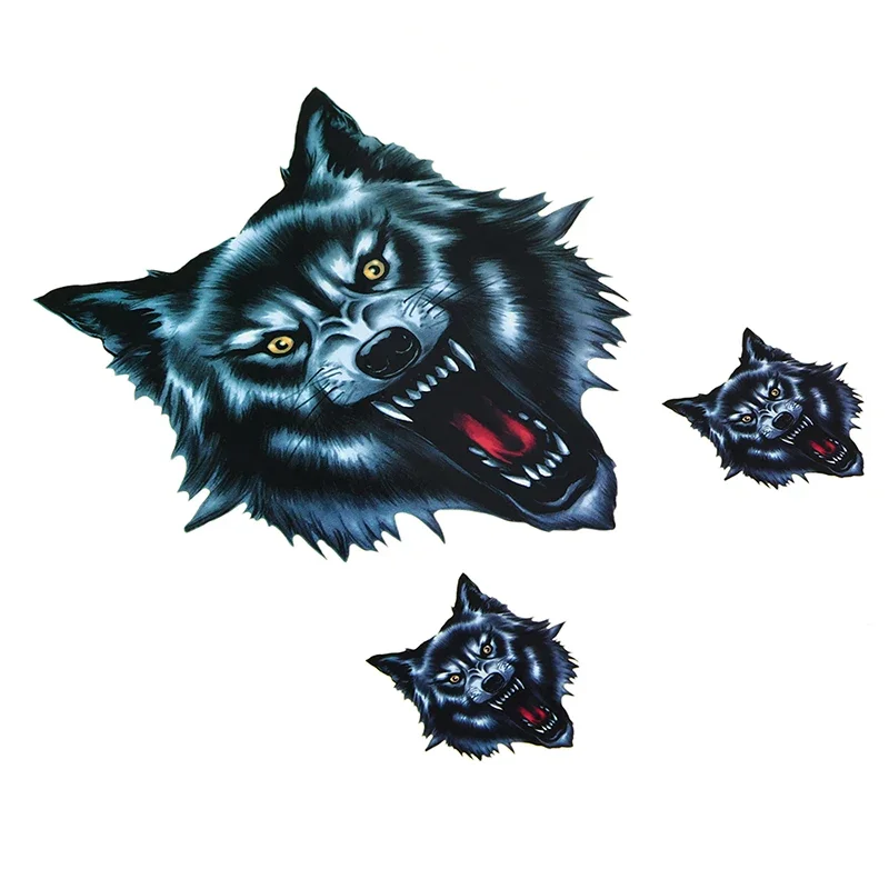 POSSBAY Wolf Head Decals Skull Head Fire Flame Funny Self-adhesive Sticker for Motorcycle Car Door Stickers Truck Helmet Decor