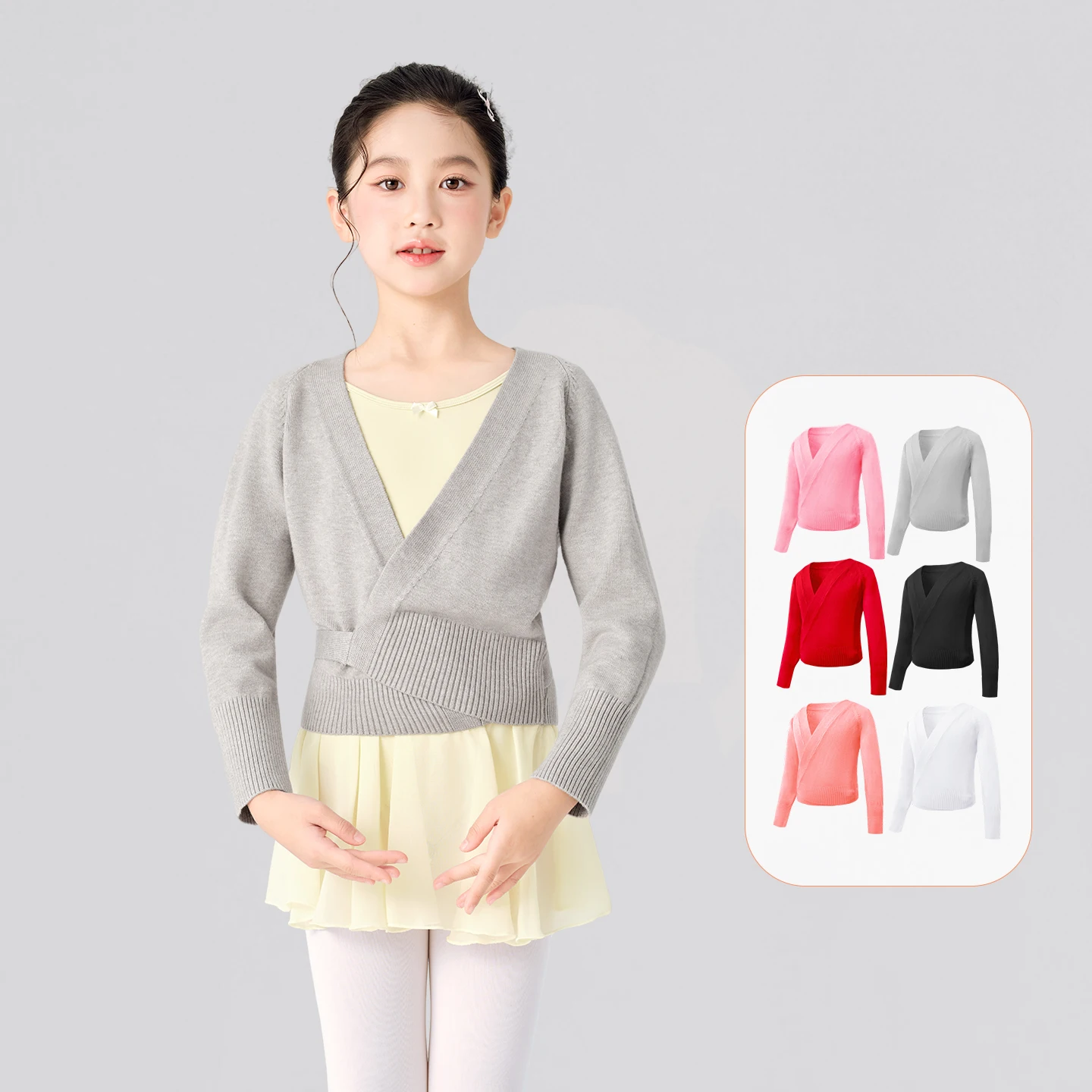 Mädchen Kinder Wickel-Ballettpullover Strickjacken Weiche Gestrickte Vorne Gebundene Tanzpullover Warme Ballettmäntel Herbst Winter