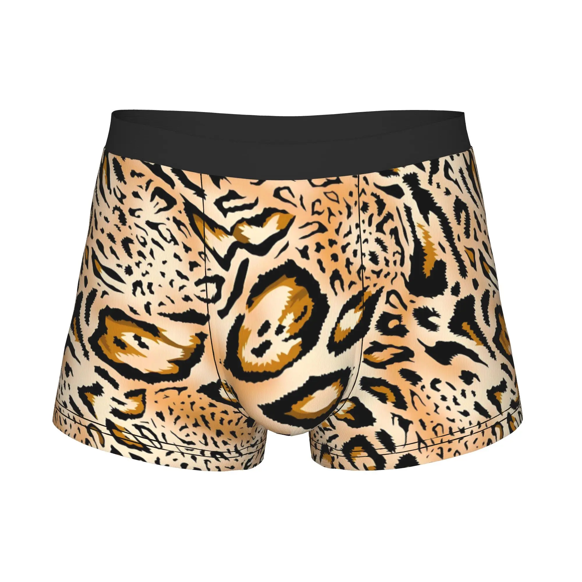 Golden Brown Leopard Boxer Shorts For Homme 3D Printed  Cheetah  Underwear Panties Briefs Stretch Underpants