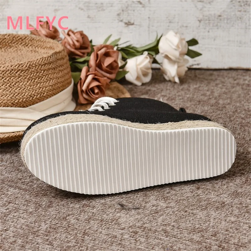 European Station Retro Fisherman's Shoes Women's 2023 Autumn New Hemp Bottom Thick Sole Fashion Casual High Top Single Shoe