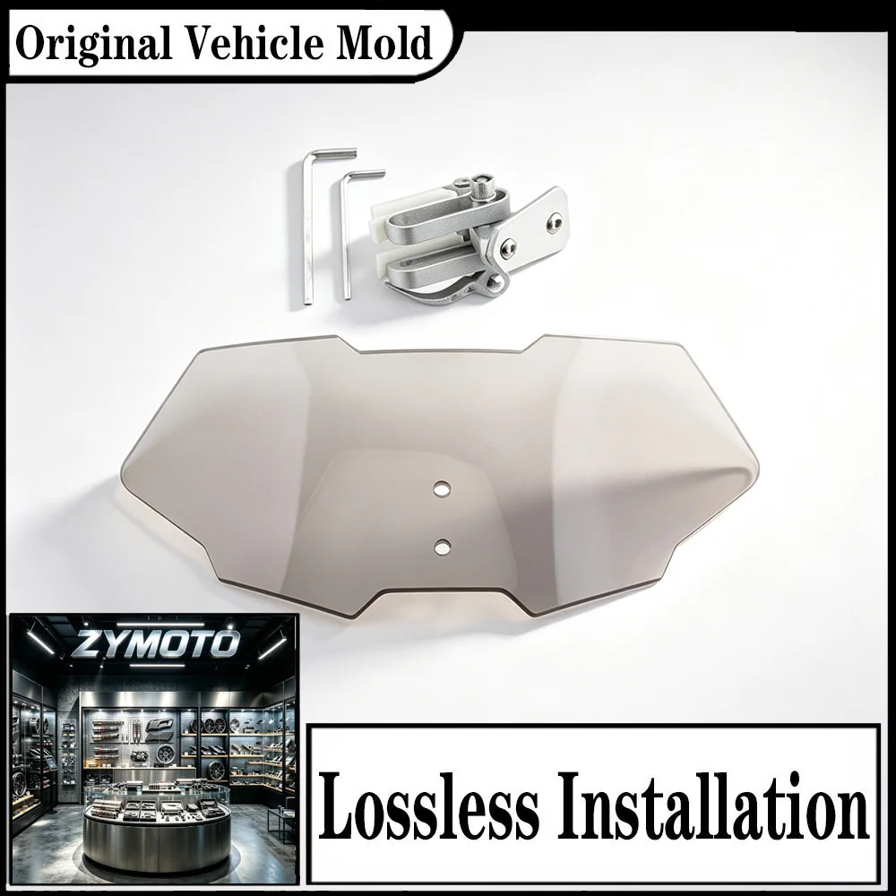 FOR Universal Motorcycle Batwing Windshield Flyscreen Handlebar Mount Clear Smoke Acrylic
