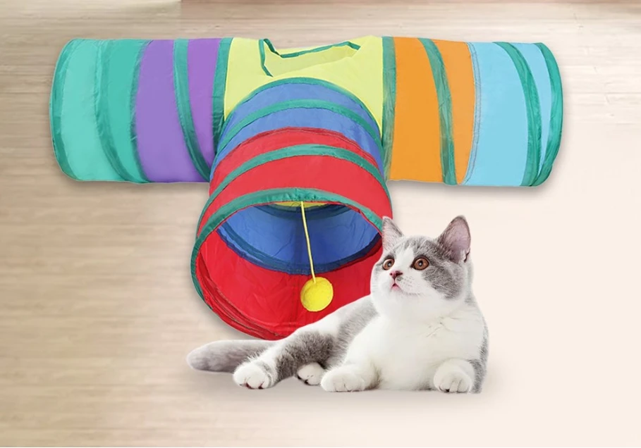 

Туннель для кошек, лабиринт, игрушка для сверления, Радужный туннель, складная интерактивная дрель, бочка, палочка для кошек, специальный туннель для домашних животных