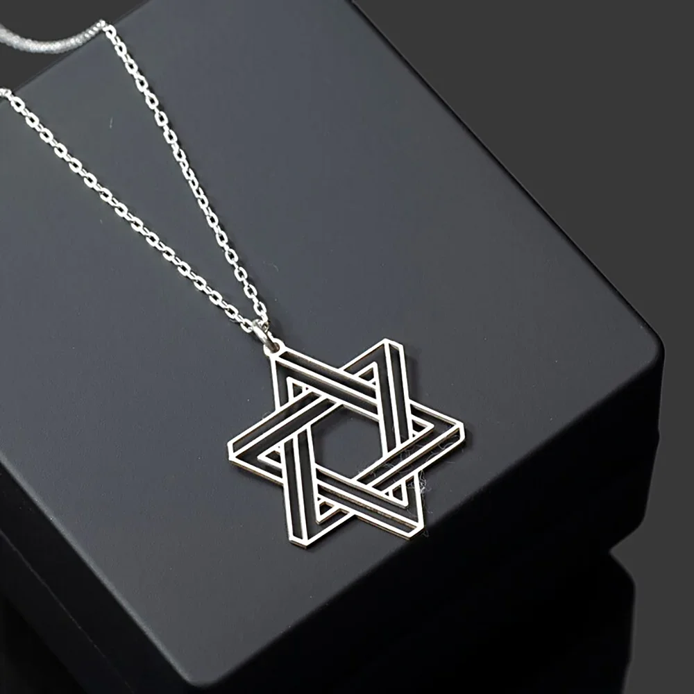 Six Pointed Star Pendant Necklace for Women Stainless Steel Gold Jewelry Workmanship Delicate Elegant Anniversary Birthday Gift