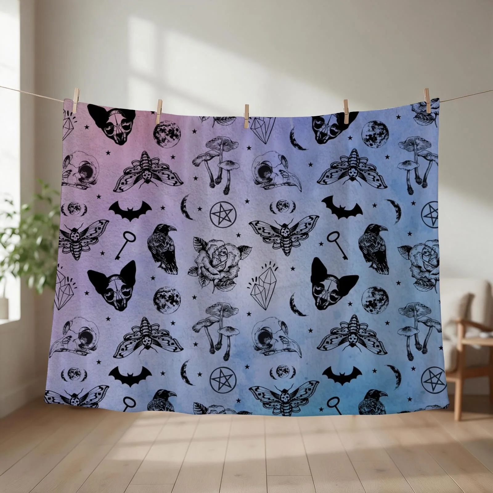 Witch Vibes II Throw Blanket Shaggy Comforter Decoratives anime Blankets