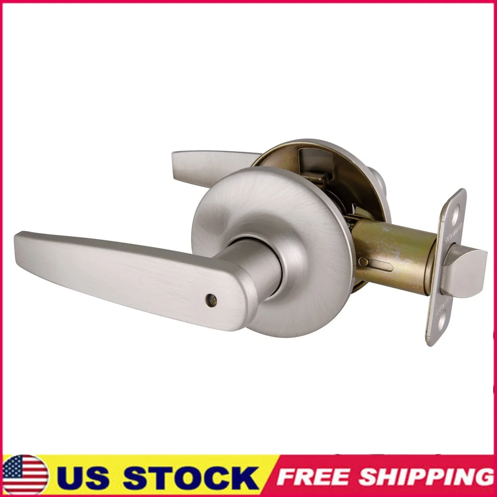 

Privacy Door Lever Satin Nickel Lock Bedrooms Bathrooms ANSI Grade-3 Certified Easy Installation 2-3/8 2-3/4 Backsets
