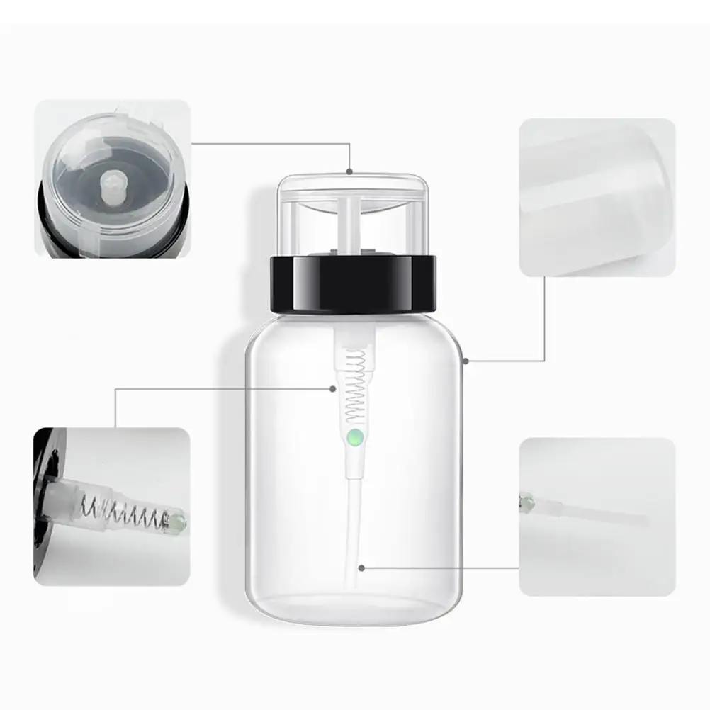 

2Pcs Nail Polish Remover Subpackaging Bottles Durable Liquid Storage Dispenser White Travel Size Pumping Bottle Mouth Press Easy