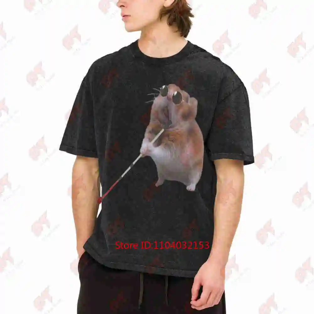 Blind Hamster Meme Dank Vintage Washed Tee Pure Cotton T-Shirt