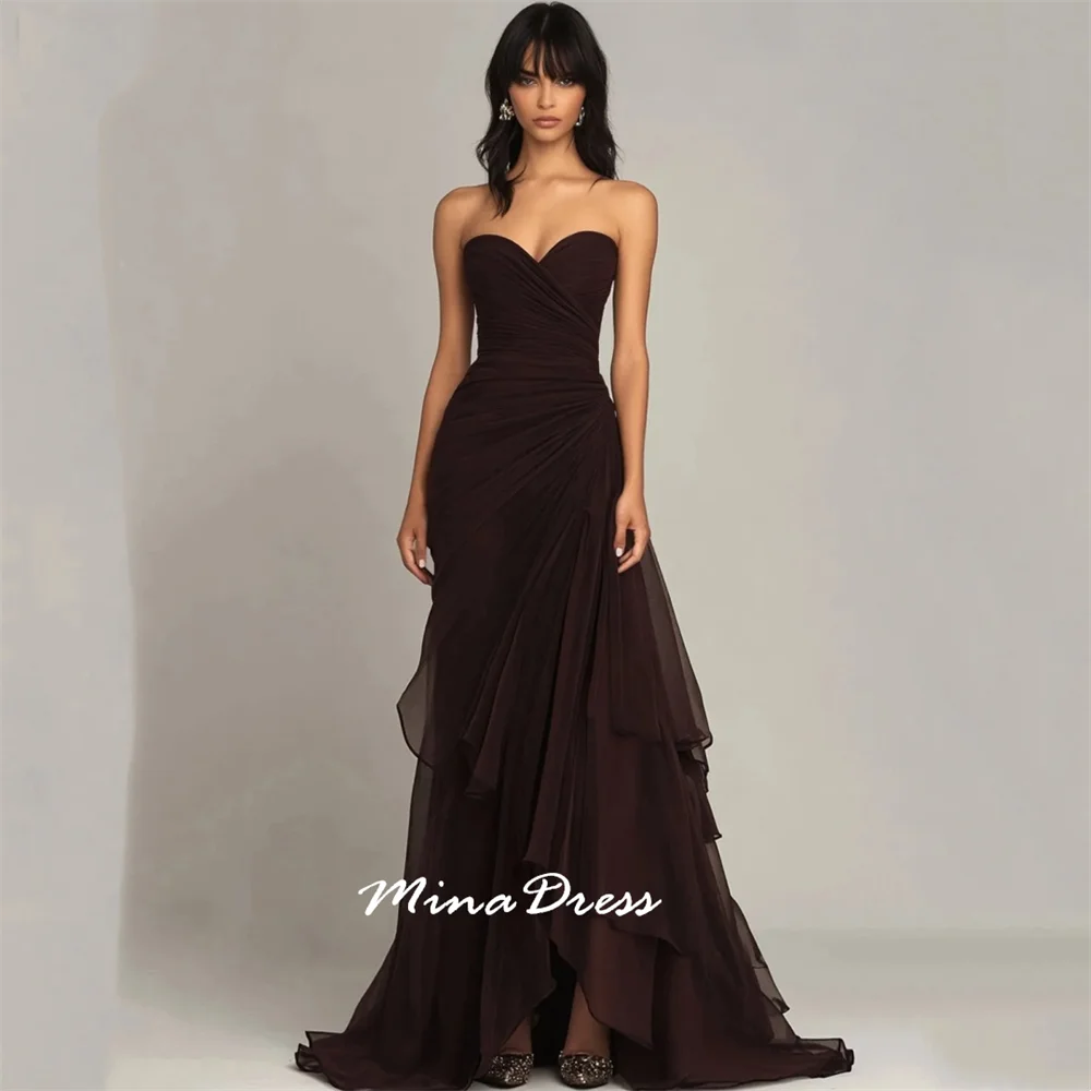 

Mina Customized Luxurious Women's Evening Dresses for Special Occasions Strapless Luxury Prom Dress Layered Wedding Party Dress