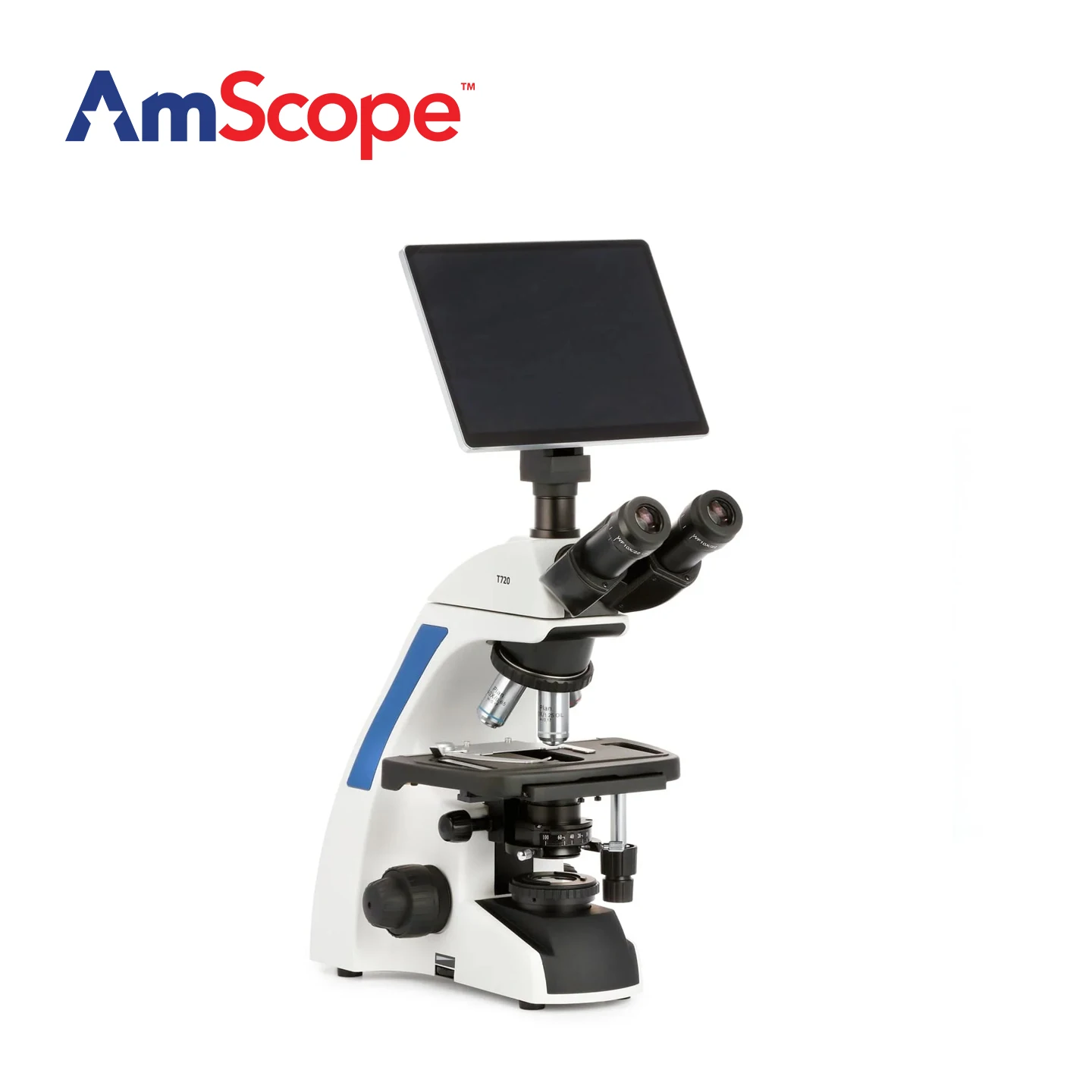 AmScope T720 Series Trinocular Koehler LED Compound Microscope 40X-1000X Magnification with Touchscreen Imaging System