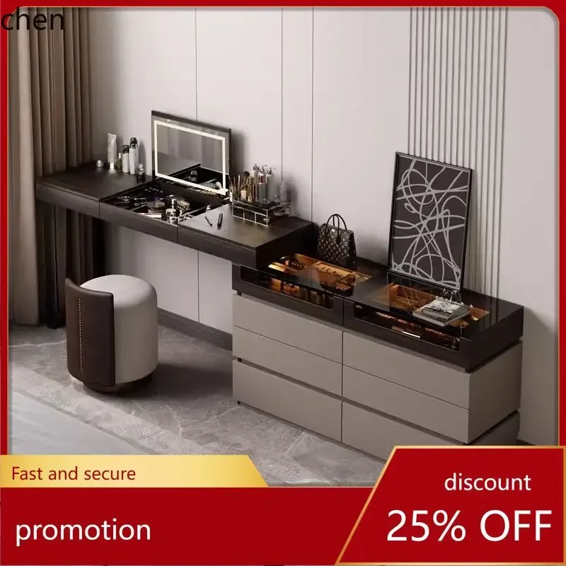 Minimalist Dressing Table and Chest of Drawers Integrated Bedside Corner Flip Storage Cabinet High-End Makeup Table