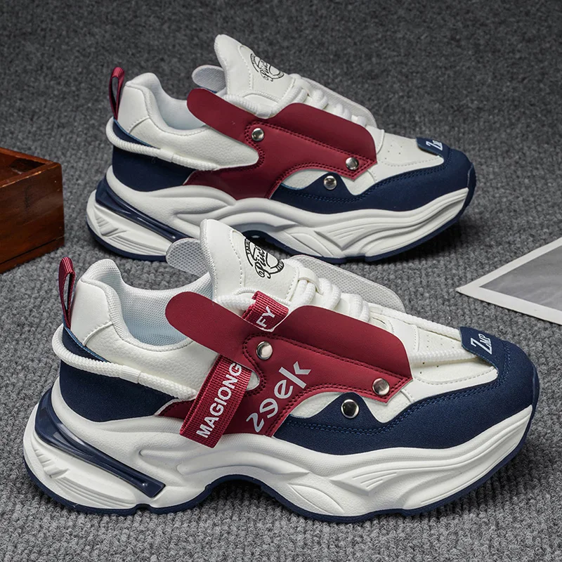 

Мужские массивные ретро-кроссовки в стиле Dad Sneakers | Модные кроссовки на платформе с цветными вставками и регулируемым ремешком для повседневной ходьбы и уличного стиля