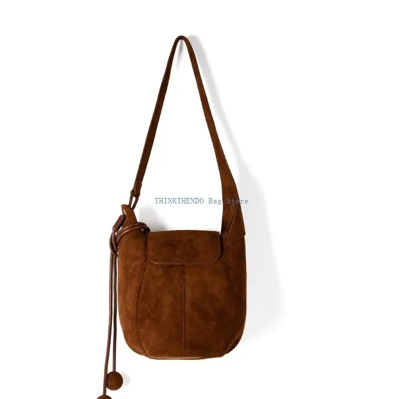 340D Comfortable Suedes Bucket Bag For Daily Use Underarm Purse With Soft Practical Fabric Work Commute Casual Outfits