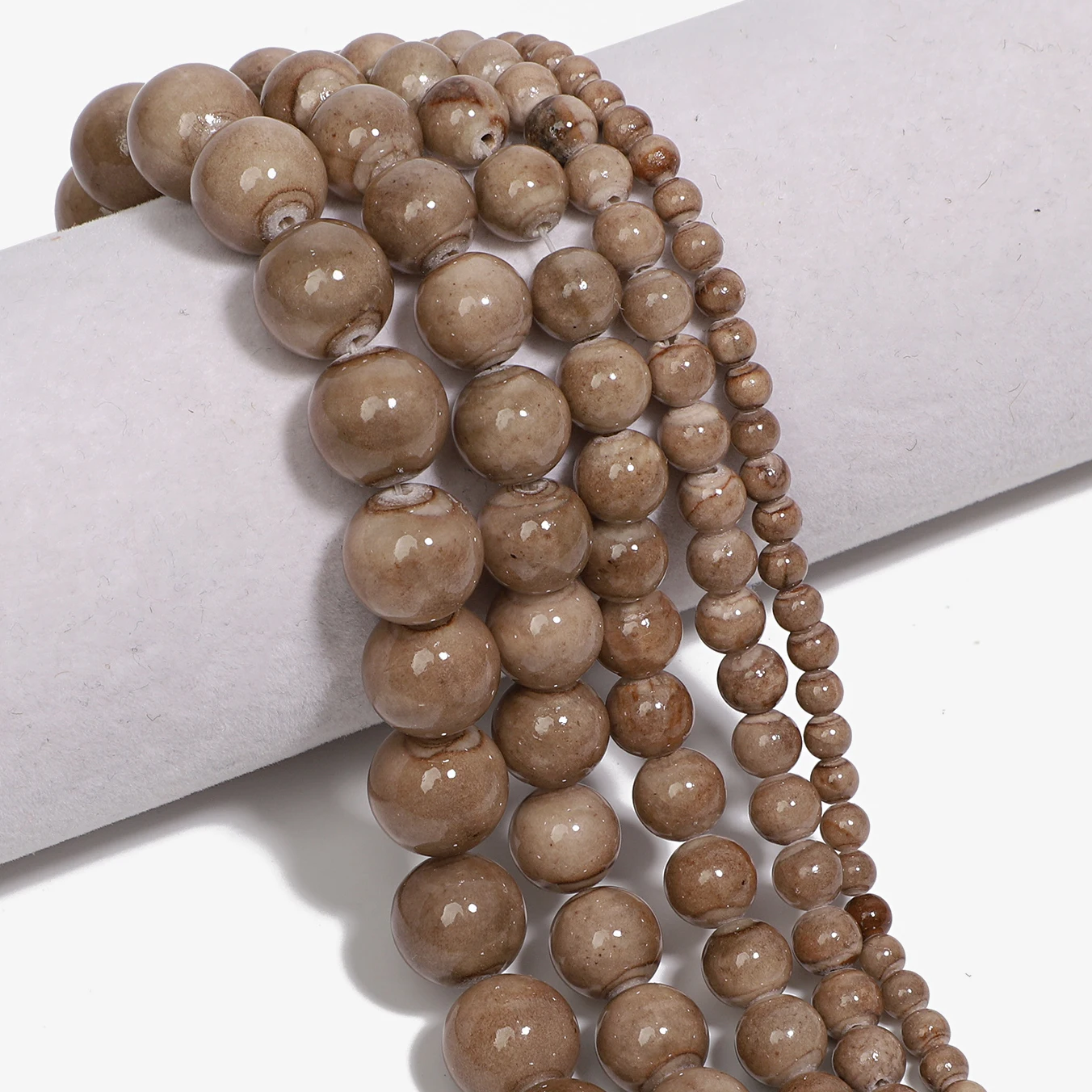 Coffee Color Jade Beads Round Loose Spacer Beads 4mm 6mm 8mm 10mm 12mm For Jewelry Making DIY Bracelet Necklace Accessory