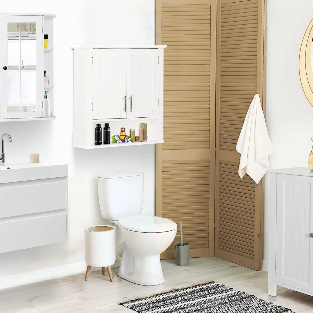 Bathroom Wall Cabinet Over Toilet Storage Medicine Cabinet w/2 Doors and Shelves