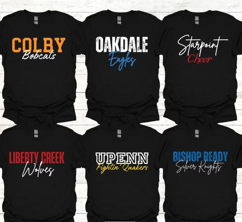 Camiseta Escolar Personalizada com Nome da Turma, Texto e Logotipo da Escola, Camiseta Casual Confortável com Estampa Personalizada