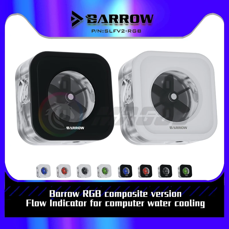 

Barrow PC Water Cooling Flowmeter 5V ARGB Aluminum Alloy Panel Water Flow Meter RGB 3X G1/4'' Hole Black/White SLFV2-RGB