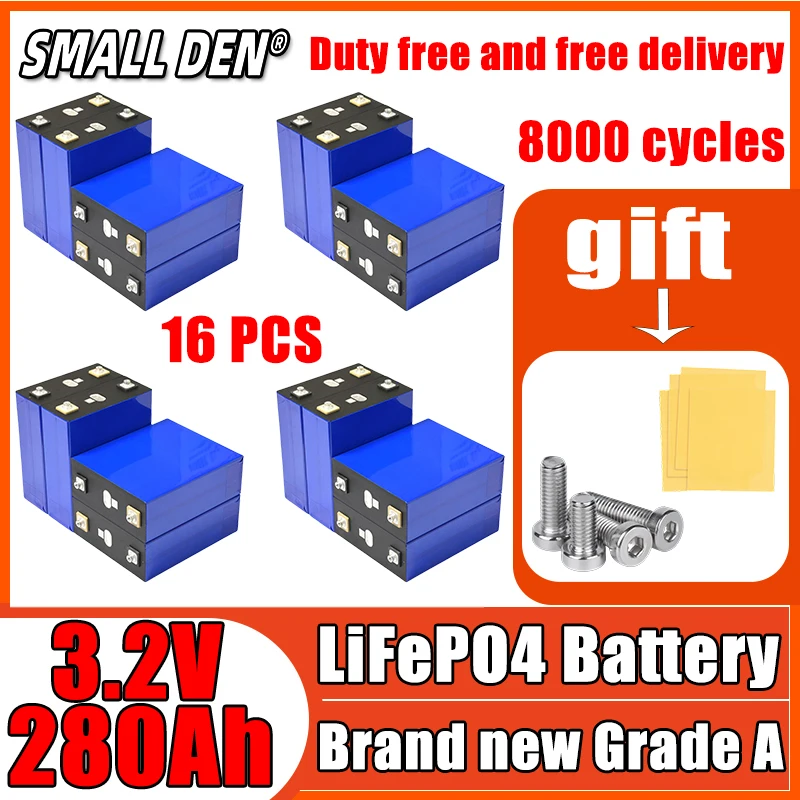 

3.2V 280Ah GRADE A 8000 cycle Lifepo4 Battery Lithium iron phosphate Rechargeable Cell For DIY 12V 24V RV Solar Camping