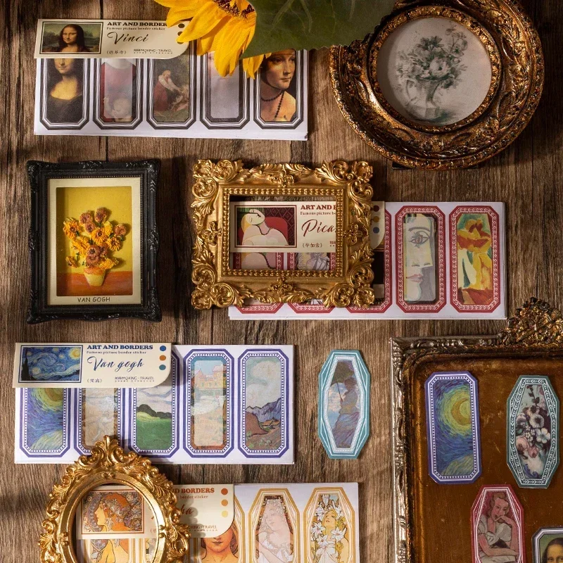 12sheets Famous Painting Vintage Journal Stickers Art and Frame Series DIY Decoration Stickers Vintage Collage Supplies Stickers