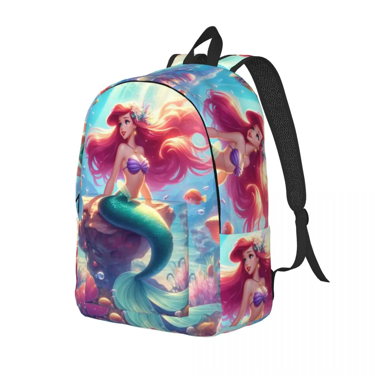 Custom Ariel Princess Travel Canvas Backpack Women Men School Laptop Bookbag The Little Mermaid College Student Daypack Bags