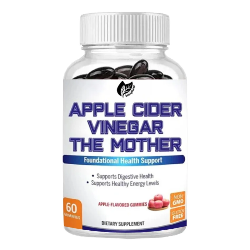 Apple Cider Vinegar Gummies, Gluten Free, Vegetarian, Using Aromatic Acids, Beetroot, Energy -60 Non GMO Gummies