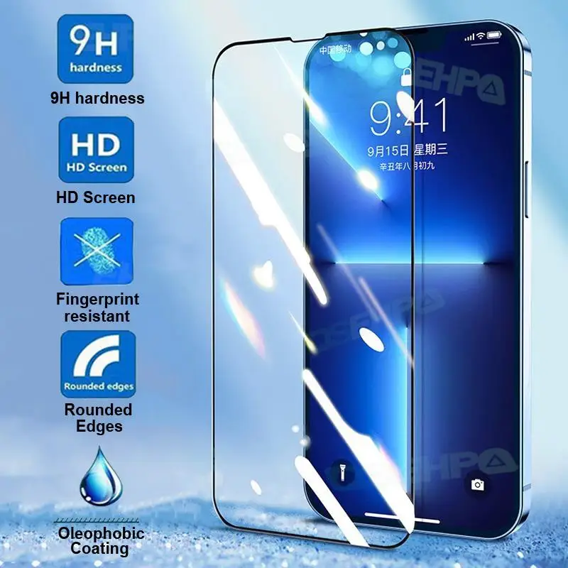 9D Anti-Burst Tempered Glass For Apple iPhone 14 Plus 13 12 11 Pro Max mini Screen Protector iPhone X XR XS Max Protective Film