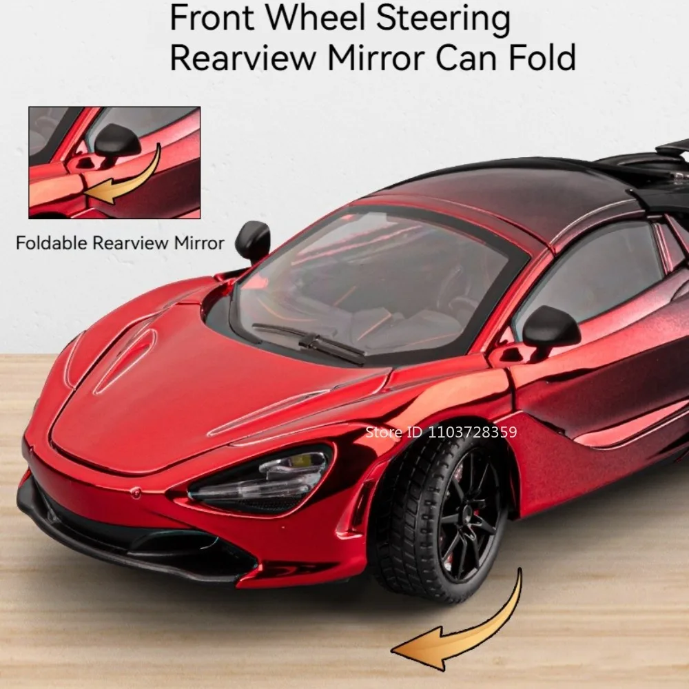 1:24 720S Senna Modell Spielzeug Sportwagen Metalldruckguss Türen geöffnet zurückziehen Sound Licht Sammlung Supercars Kinder Weihnachtsgeschenke