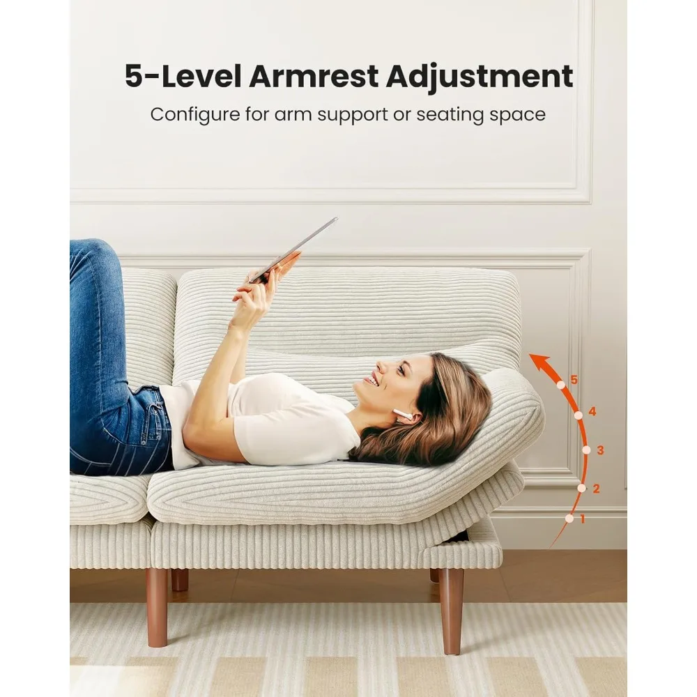 أريكة سرير فوتون، أريكة فوتون 3 في 1 مع مسند ظهر ومساند للذراعين قابلة للتعديل، سرير أريكة قابل للتحويل، كرسي نوم قابل للطي #4