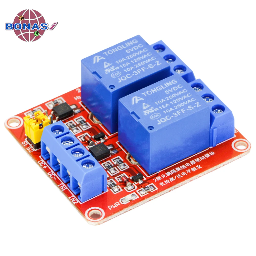 2 Channel 5V 12V 24V Relay Module Board Shield With Optocoupler 12V Relay Module Support High and Low Level Trigger for Arduino