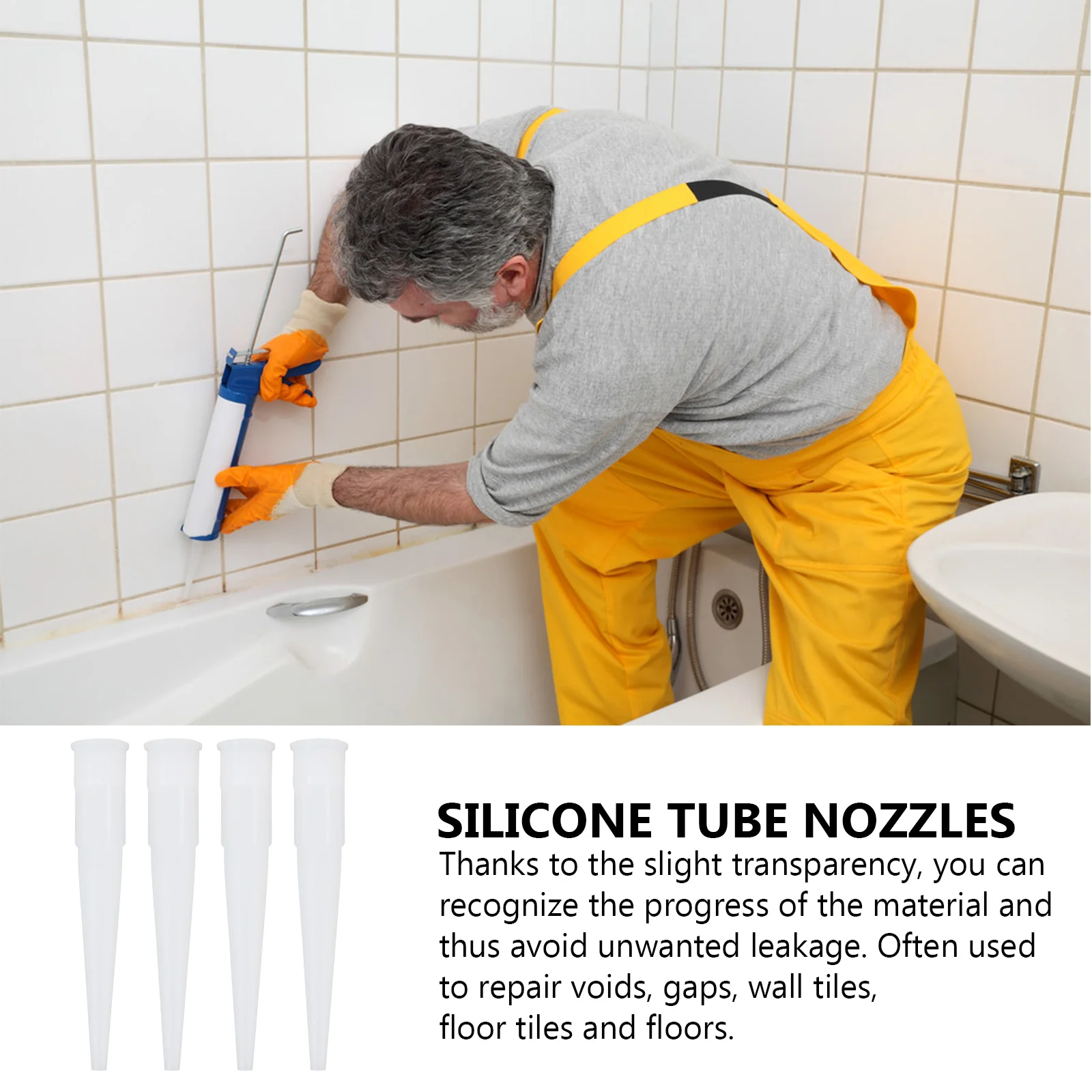 

40 Pcs Silicon Sealant Pointed Seam Sealer Airtight Caulking Tubes Nozzle Crimp